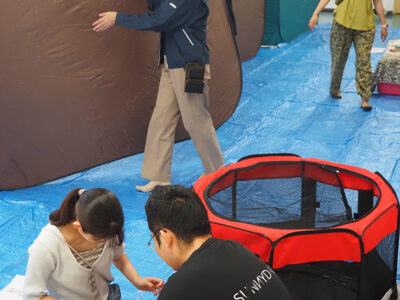 ペット同室避難訓練も