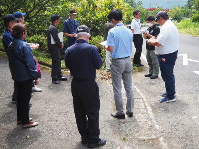 名瀬地区で通学路安全点検実施