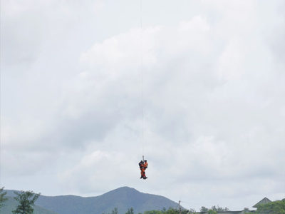 県防災ヘリも参加し訓練