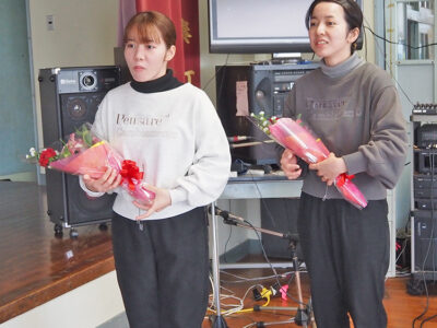 奄看卒で双子の「欄さん・凜さん」送別会