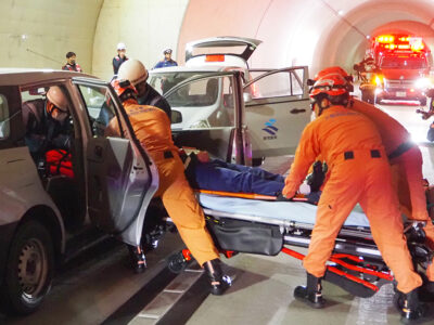 宮古崎トンネルで防災訓練