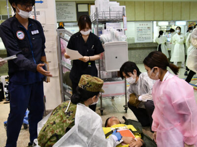 県立大島病院で大規模災害訓練