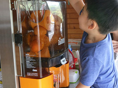 「生しぼりたんかんジュース体験」