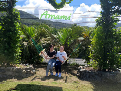 ハート型ブーゲンビリアにハンモック